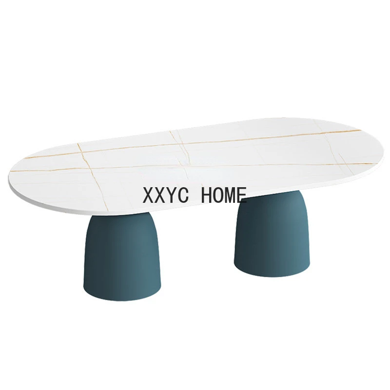 타원형 스톤 플레이트 커피 테이블, 창의적인 심플 모던 라이트 럭셔리 코너 테이블, 북유럽 대리석 