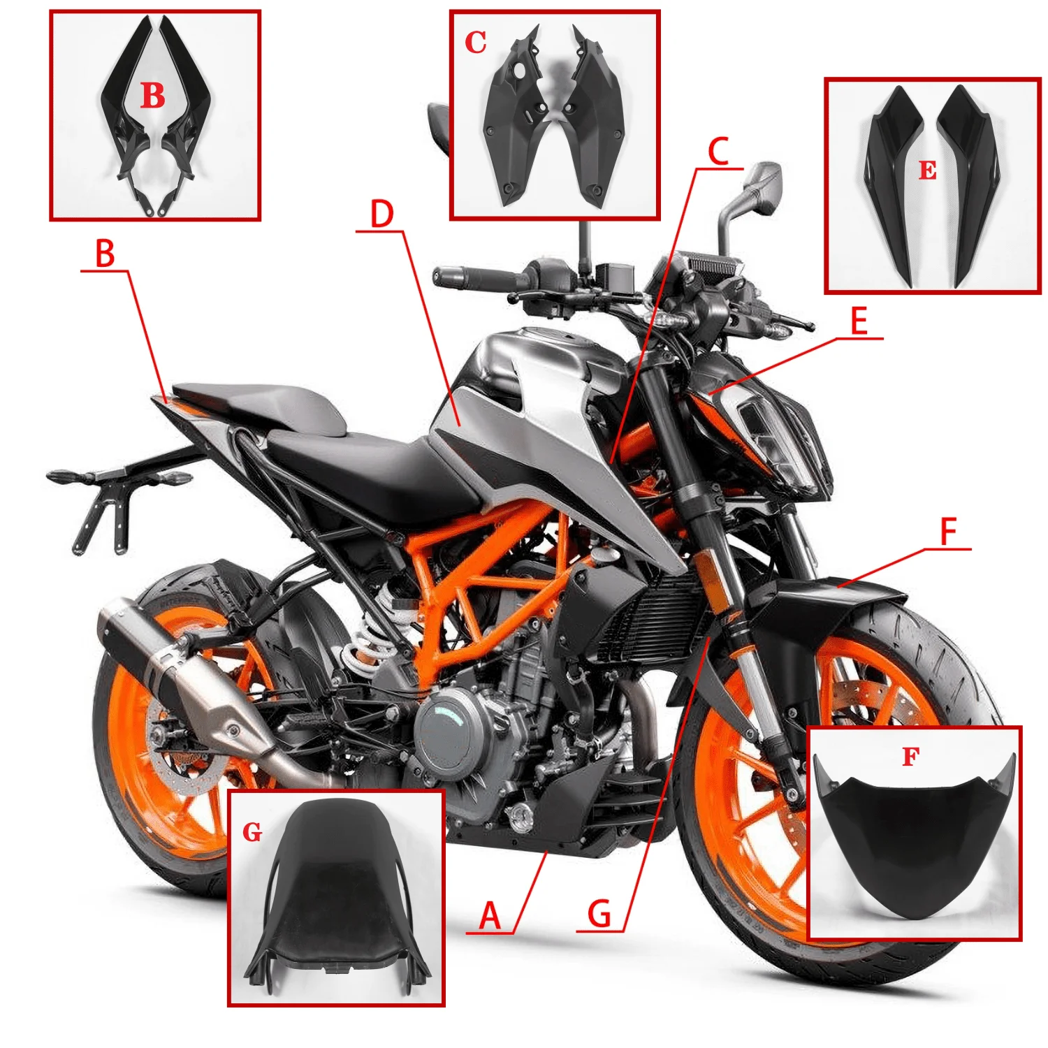 For KTM Duke390 Inection Bodywork Kits For Duke 390 2017-2022 2021 2020 Fairings Accessories - AliExpress