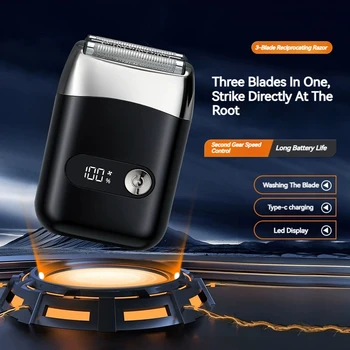 MOTAWISH Mini rasoio elettrico Display digitale Rasoio di ricarica TYPE-C regolabile a due velocità Rasoio a tre teste 1