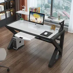 Bureau d'ordinateur en verre trempé, bureau moderne et Simple, bureau d'étude, Table de jeu 