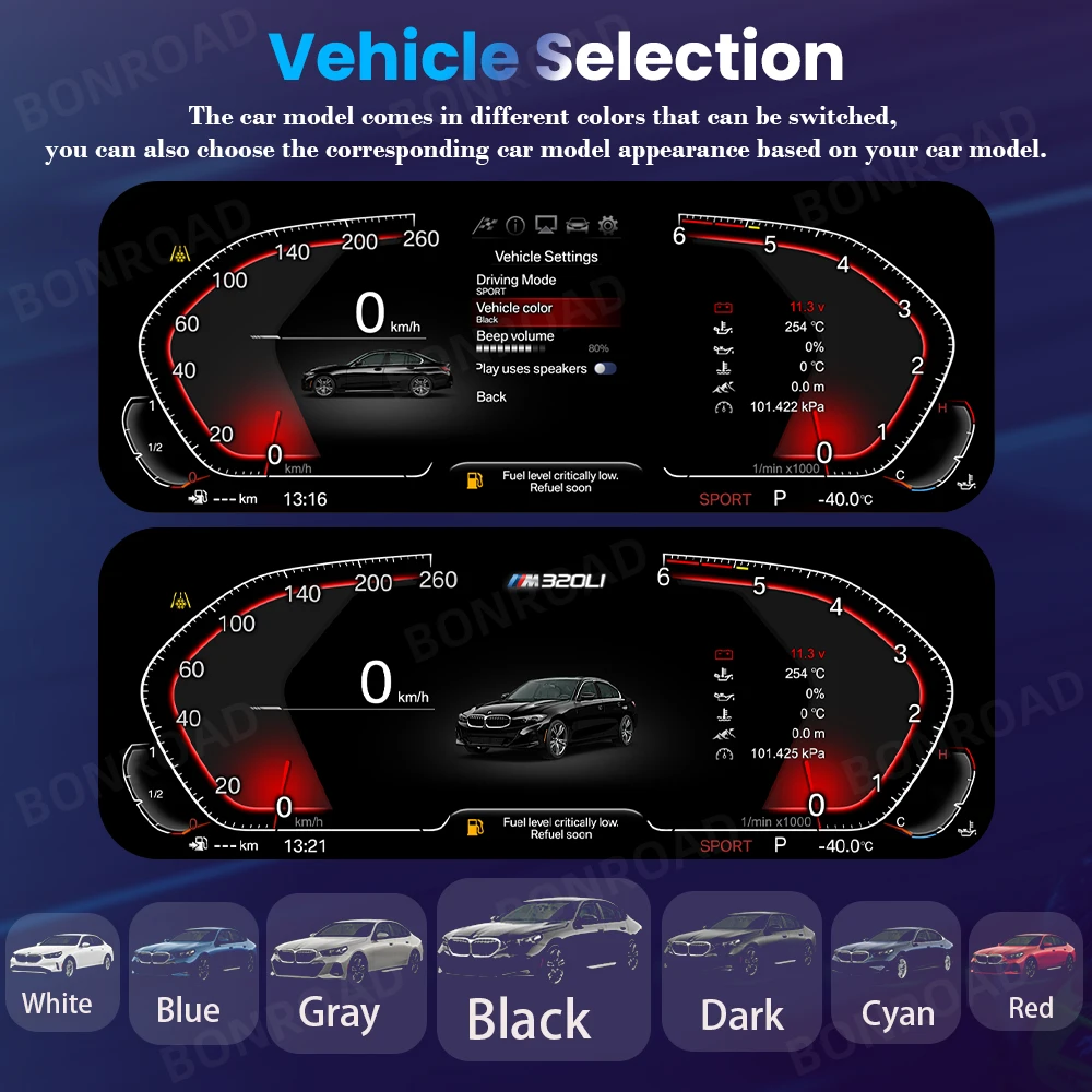 Panel de Instrumentos Digital LCD BONROAD 1920*720P para BMW Serie 3 E90 E91 E92 2005-2012, Velocímetro Virtual 4