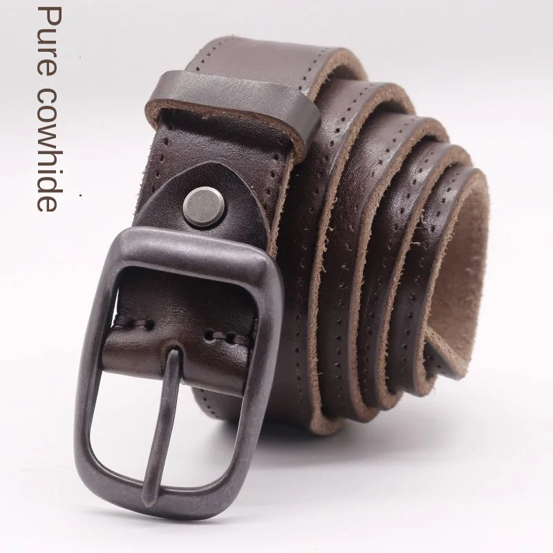 Belt, men’s trendy layer, cowhide needle buckle belt, simple and casual leather belt, retro women’s men’s