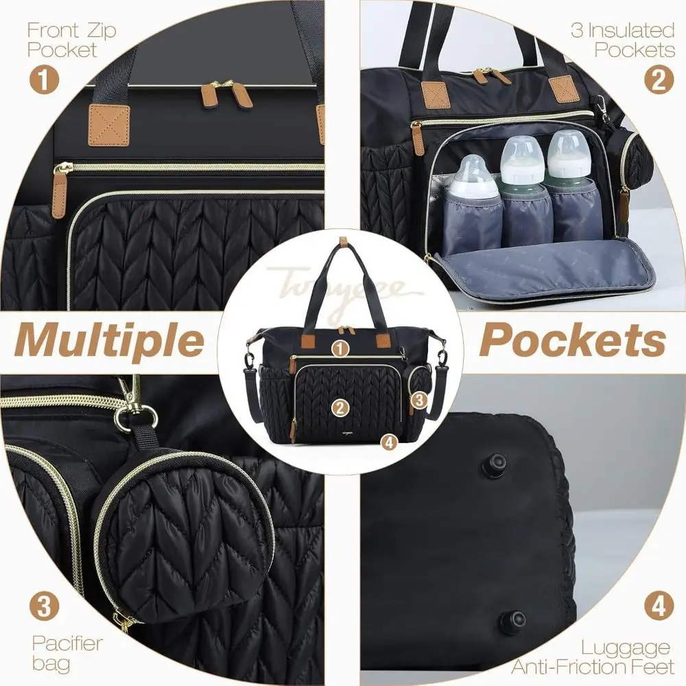 Large Capacity Maternity Bag With Changing Pad And Shoulder Strap_voghion.com