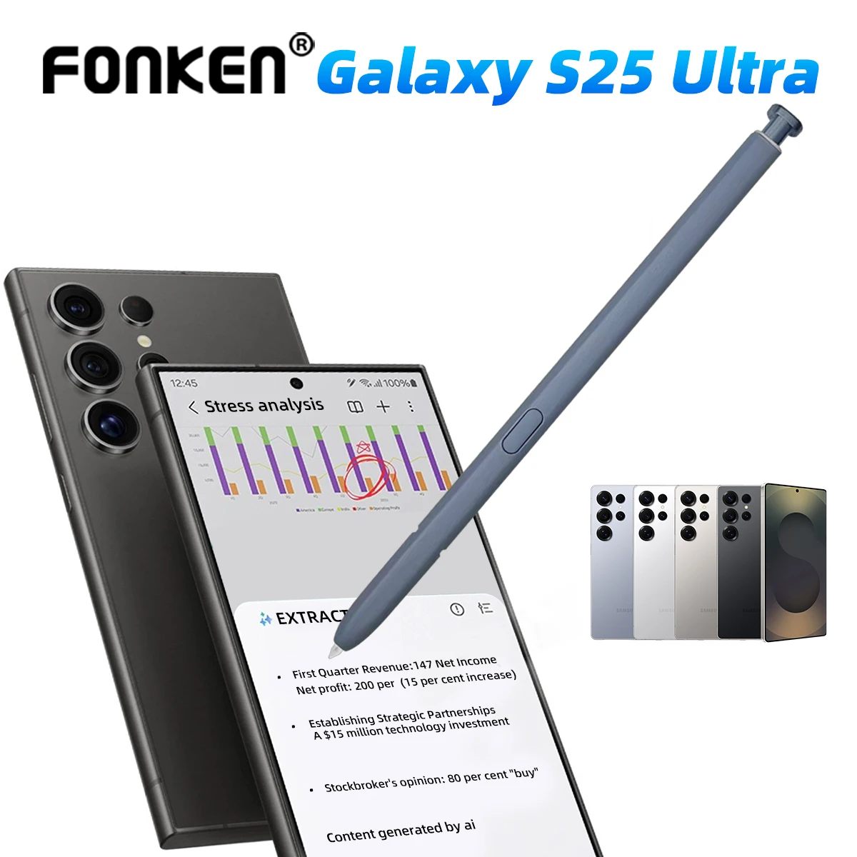 Fonken Stylus Pen - Precision Graphic Replacement, No Bluetooth