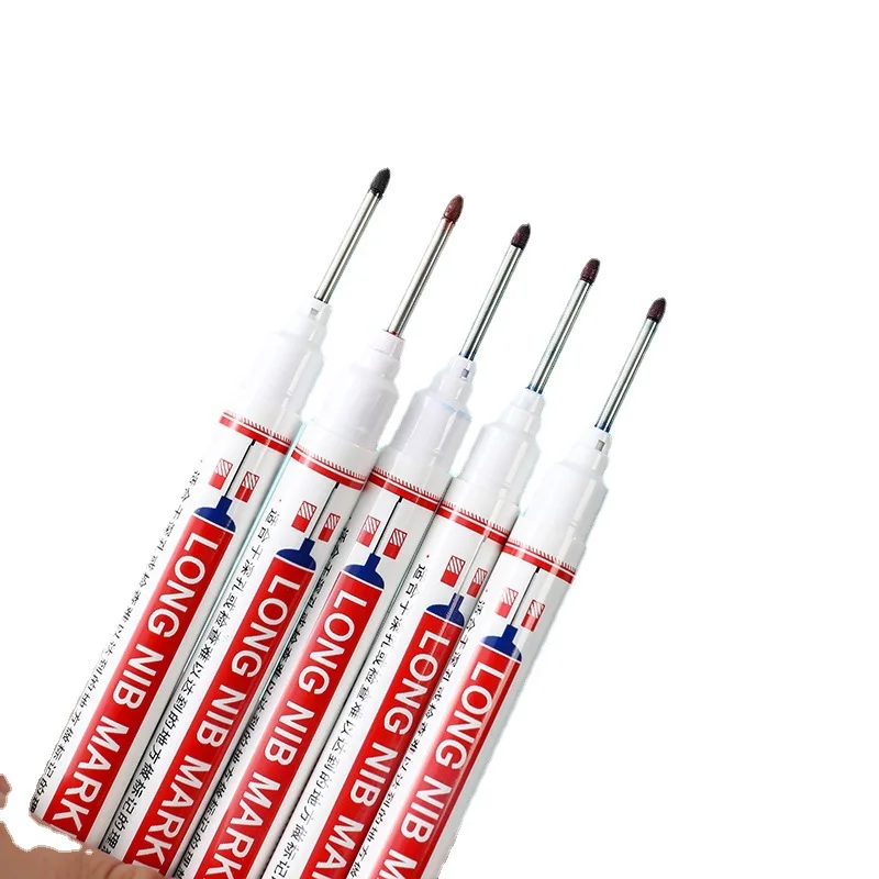 Marker Pens Permanent Markers Markers Pen Long Nib Markers 5Pcs/Set 20mm Deep Hole Long Nib Head Markers For Metal Perforating Pen Waterproof Bathroom Woodworking Decoration Multi-Purpose