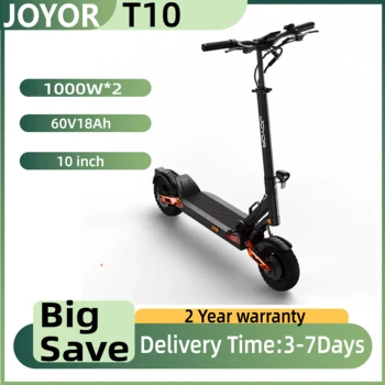 JOYOR T10 Scooter elettrico per adulti 1000W * 2 Motore 60V18AH Batteria Fuoristrada Escooter 10 "Pneumatico Fuoristrada Pieghevole E-Scooter
