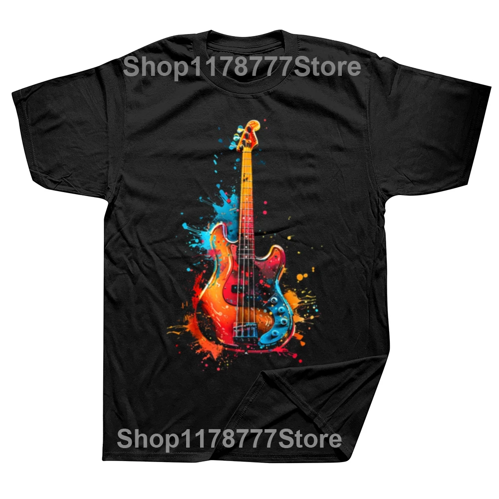 Colorful Bass Guitar Graphic Oversized Unisex T-Shirt