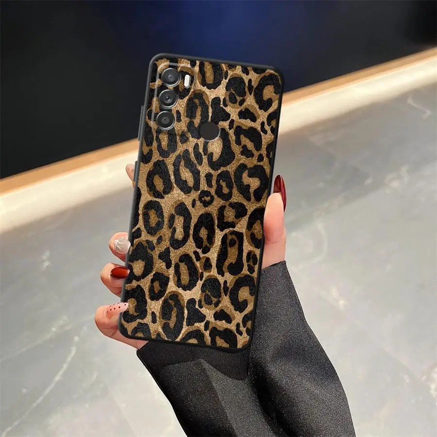Leopard Print Black Soft Phone Cover Case