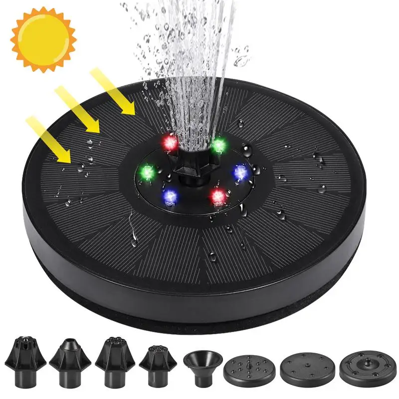 

Solar Bird Bath Fountain Solar Pool Fountain With Lights 3W Swimming Pool Water Pump With 7 Nozzles And Colorful Lights Bird