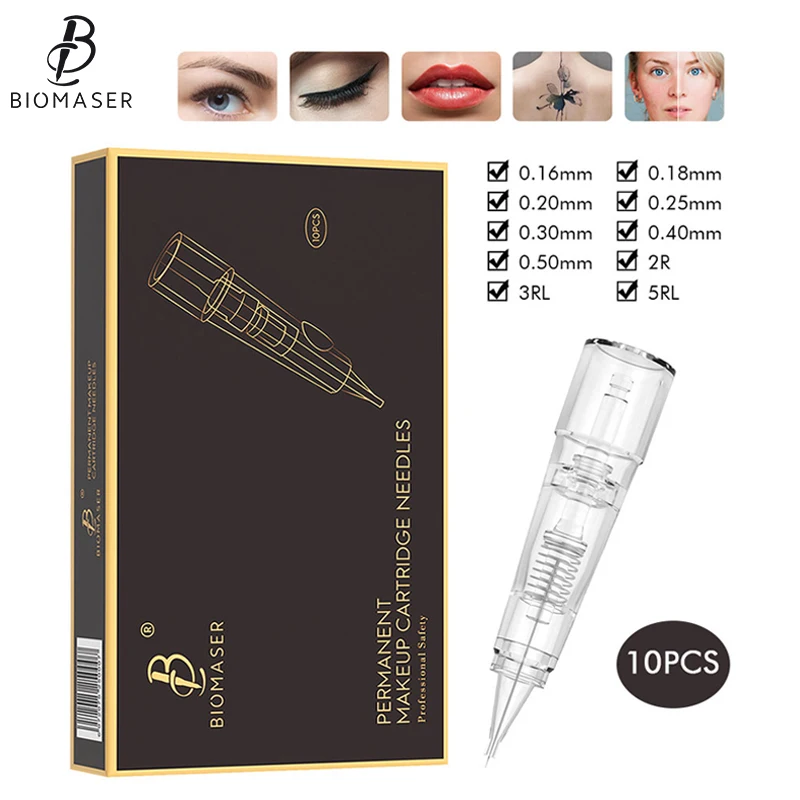 Фото Biomaser профессиональный Перманентный макияж картридж иглы 1R/2R/3RL/5RL Одноразовые стерилизованные татуировки ручка машина иглы Советы №1