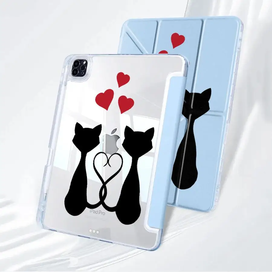 Cat Love Silhouette Y-Fold Tablet Holder and Cover Case