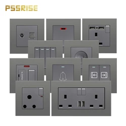 PSSRISE A08 Series UK Wall Switch Socket EU High Power Socket With USB PC Panel 86*86mm For Lamp TV Water Heater Air Conditioner