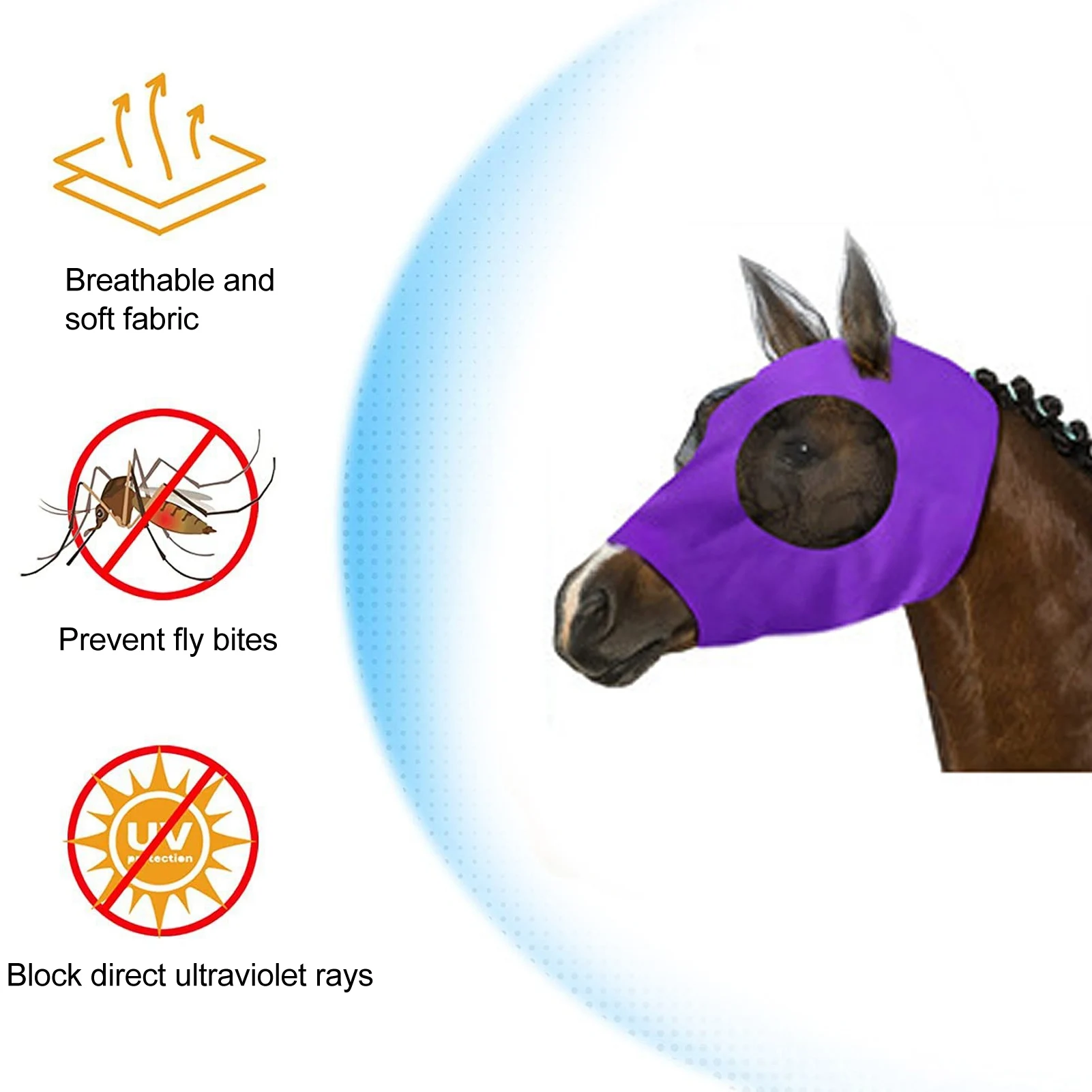 Horse Fly Mask with Ears Horse Mesh Fly Mask Breathable Elastic Face with Ears Riding Equestrian Equipment For horse fly mask