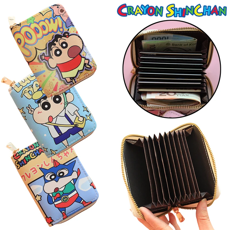 Crayon Shin-chan Cartoon Short Wallet Anime Women Portable Pu