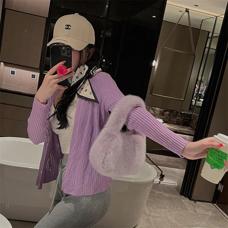 Luxury Fur Handbag Luxury Mink Fur Minimalist Handbag Trend Portable Crossbody Bag Large Capacity Temperament Fur Bag