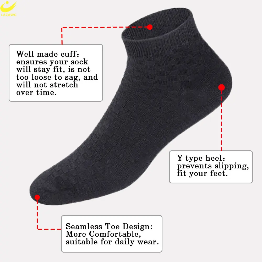 LAZAWG 5Pairs/Set Men's Cotton Socks Low Tube High Quality Casual Breathable Warm Sports Running Crew Socks for Men Soft Sock