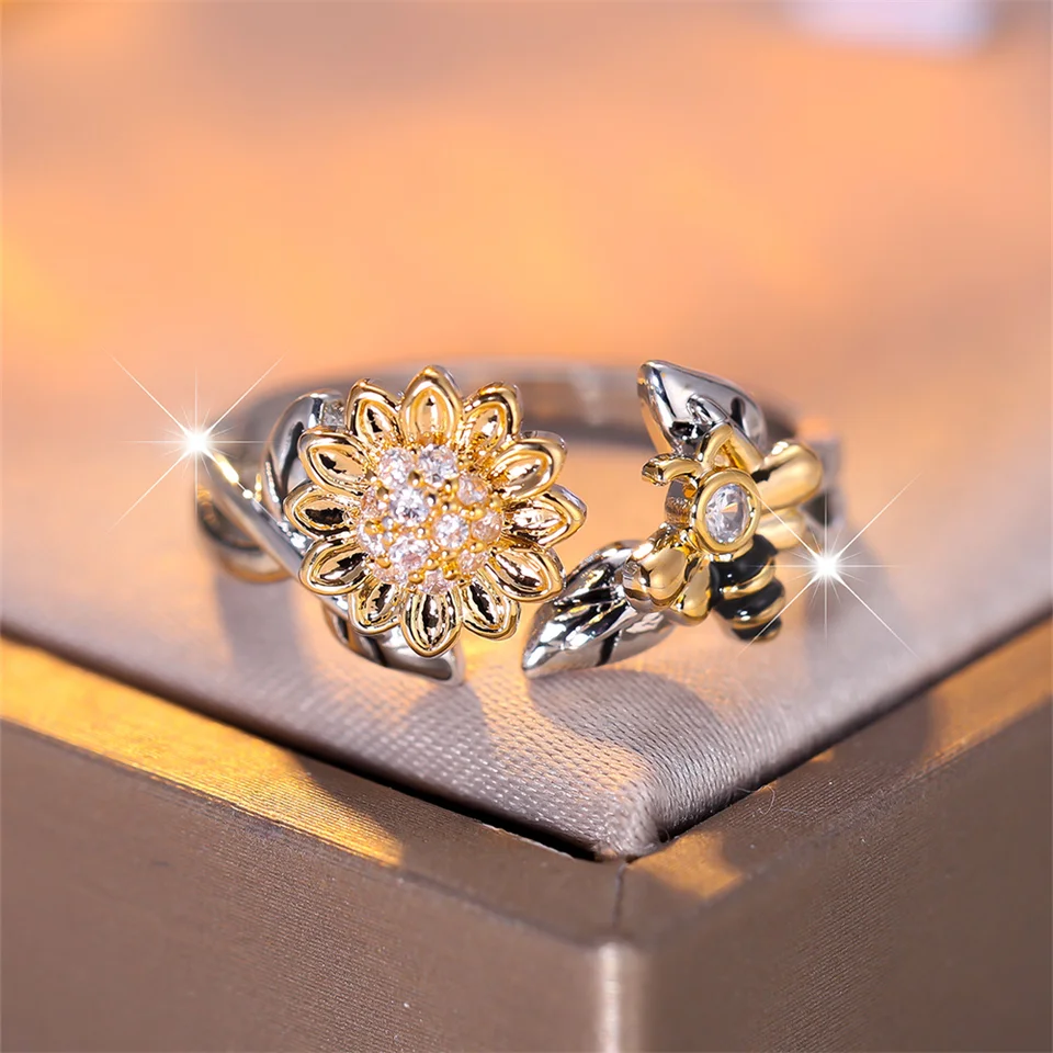 Anelli in argento sterling 100% 925 per le donne Fiore Ape