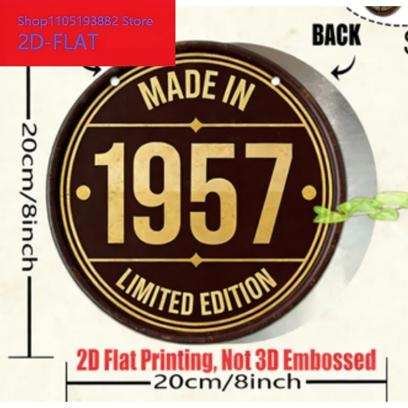 2D 평면, 1개 레트로 빈티지 1940-1959 나무 간판 - 인조 나무 원형 벽 장식
