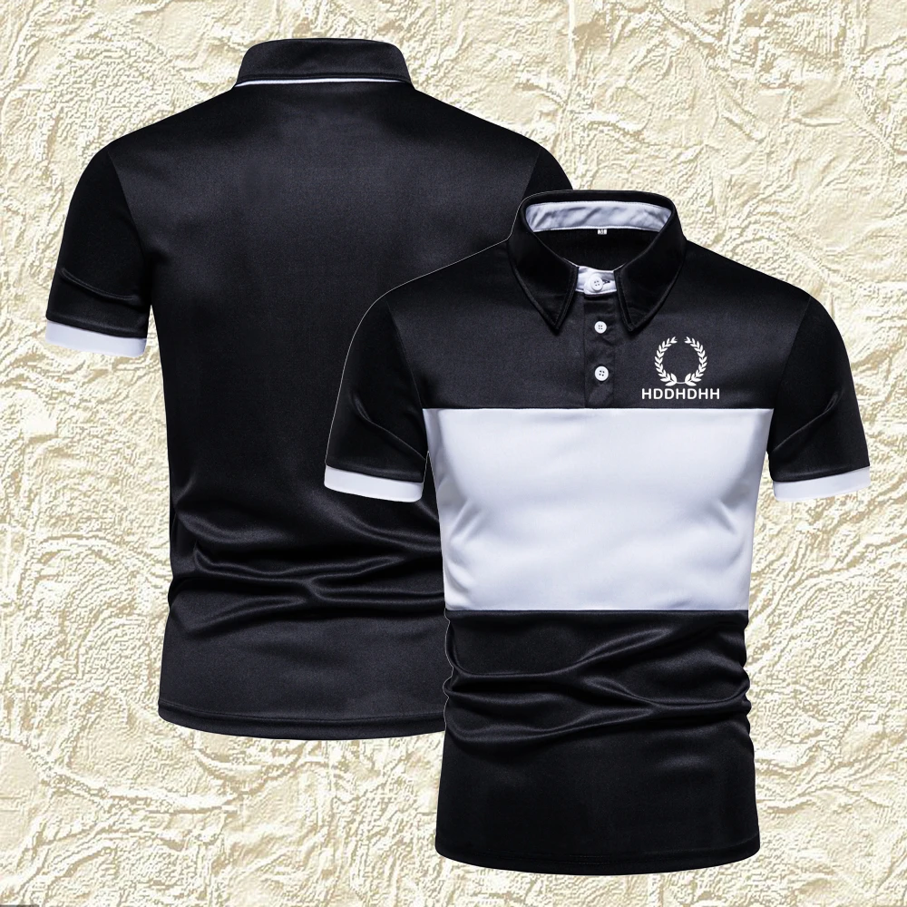 

Summer Men's Polo Shirt Slim Top Colorblock Lapel Short Sleeve T-Shirt
