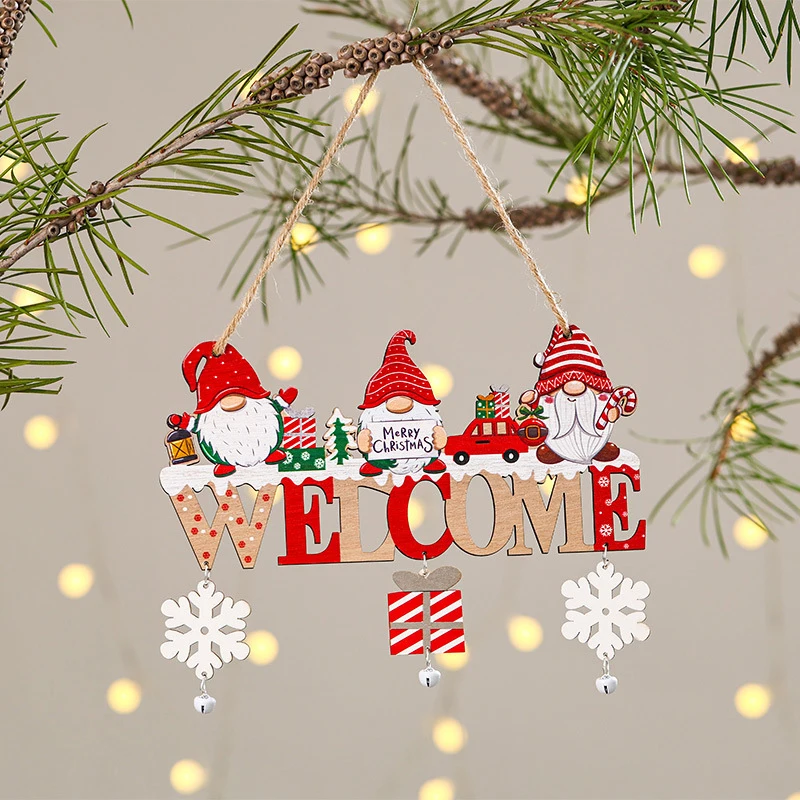 Wooden Christmas Hanging Pendants Gnome Santa Claus Merry Christmas Decoration For Home Xmas Tree Ornaments New Year Gifts