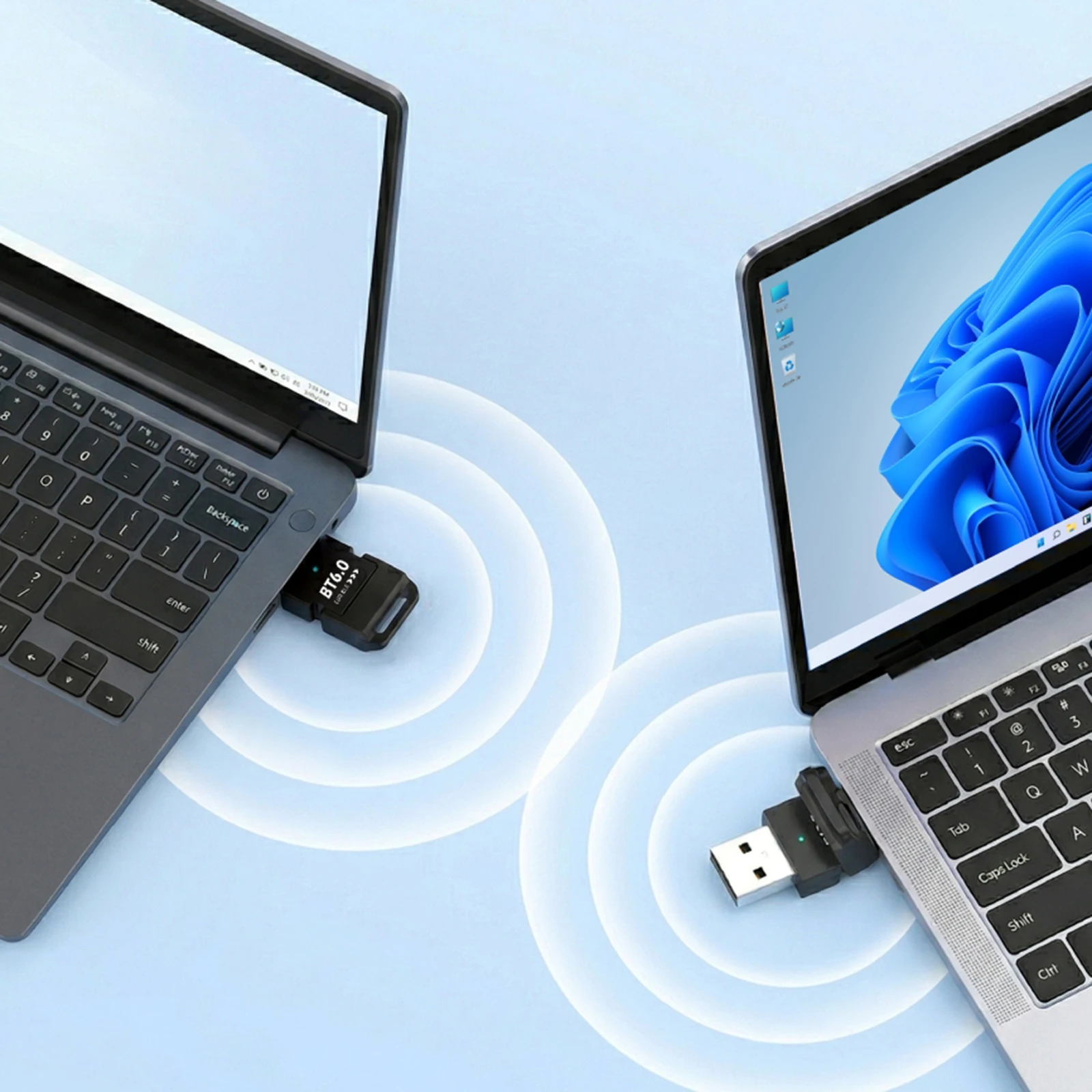 USB BT 어댑터 플러그 앤 플레이 BT 6.0 동글 수신기는 헤드폰, 키보드, 마우스, 스피커, 프린터용으로 Windows 8.1/10/11을 지원합니다.