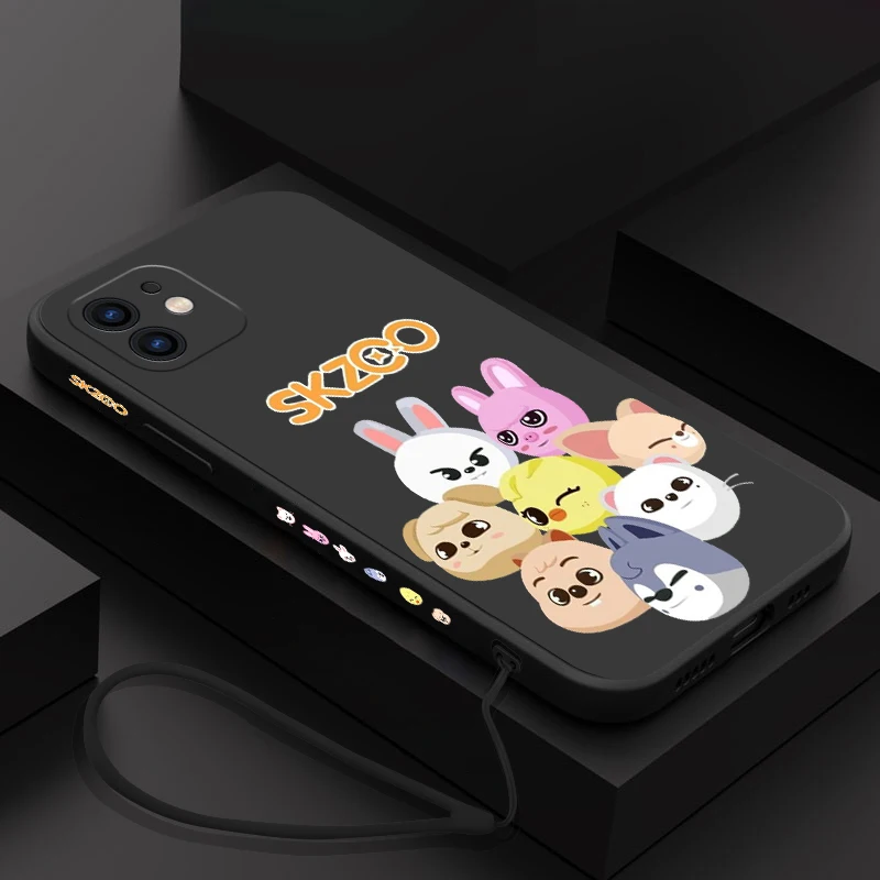 thumbnail image 1 of Funda de silicona suave con correa de mano para iPhone, carcasa bonita de s-stray k-kids para iPhone 16, 15, 14, 13, 12, 11 Pro Max, Mini, X, XR, XSMAX, 8, 7 Plus, 1 of 5