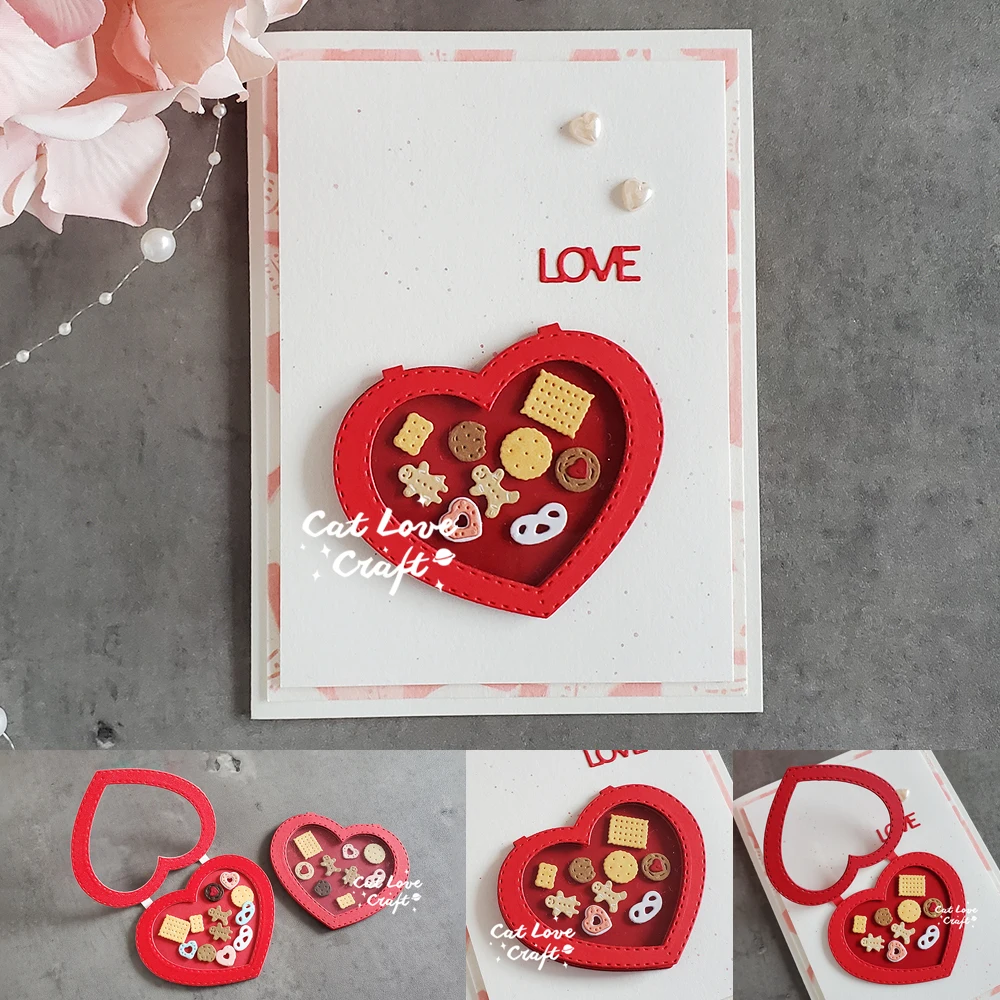 Catlove Love box with cookies Metal Cutting Dies Scrapbooking Mold Stencil Die Cuts Card Making DIY Craft Embossing New Dies