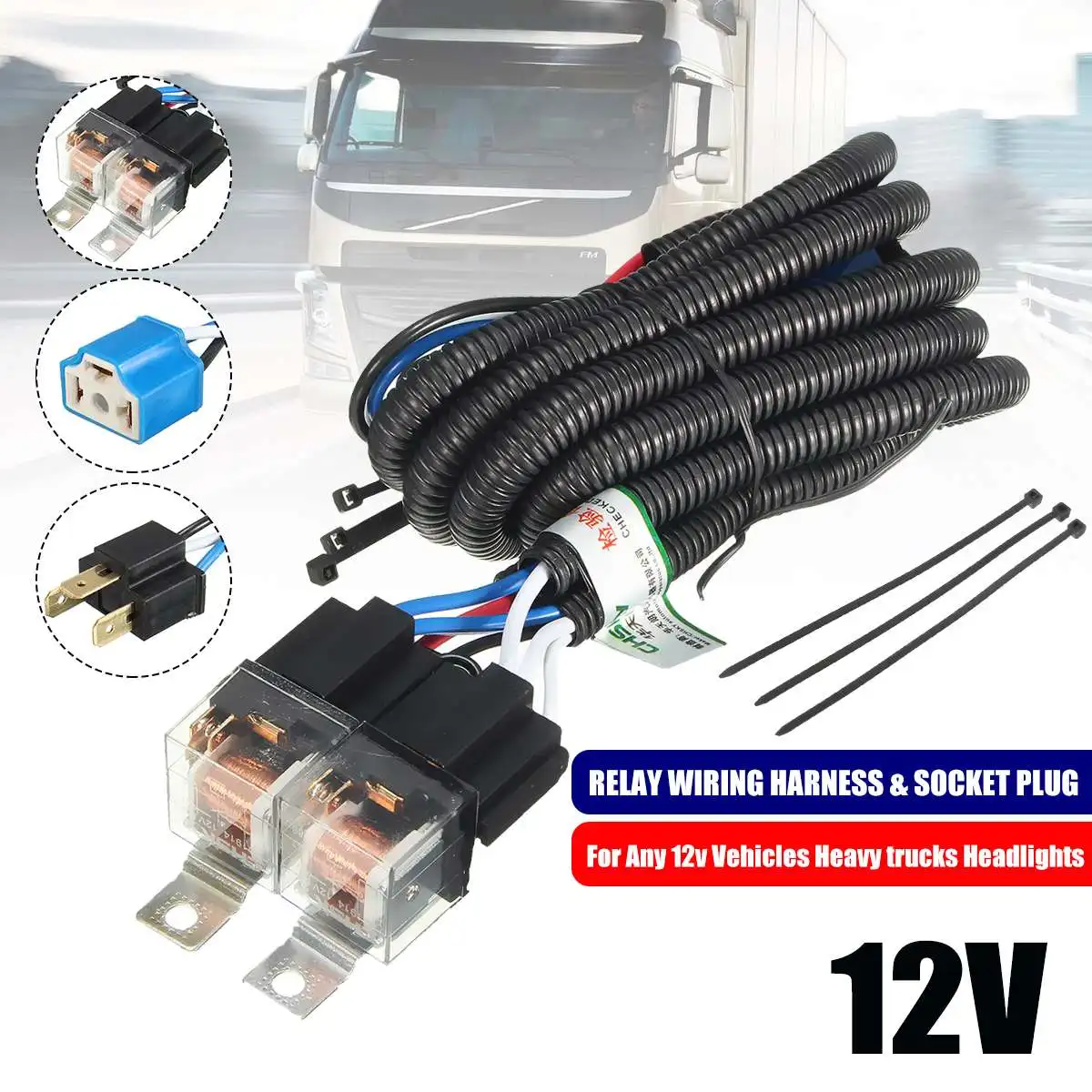 

Hot Selling 7 Inch H4 2 Headlamp Relay Wiring Relay Harness Car Light Bulb Socket Plug For Car Auto Headlight