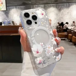 Magnetic Floral Design Shockproof Case with Wireless Charging Compatibility - Galaxy S23 Ultra (T10749)