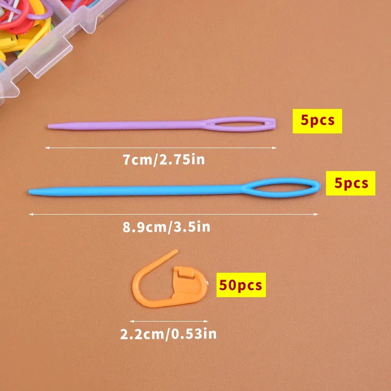 Plastic Resin Small Clips 61pcs Multicolor Plastic Resin Small Clips Knitting Crochet Markers Locking Stitch Needle Clip Marking Rings DIY Sewing Tool