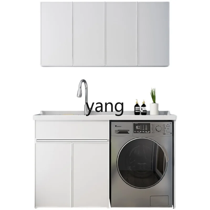 

Yjq Alumimum Wash Wardrobe Hand Washing Sink Integrated Quartz Stone with Washboard Drum Washing Machine Companion Cabinet