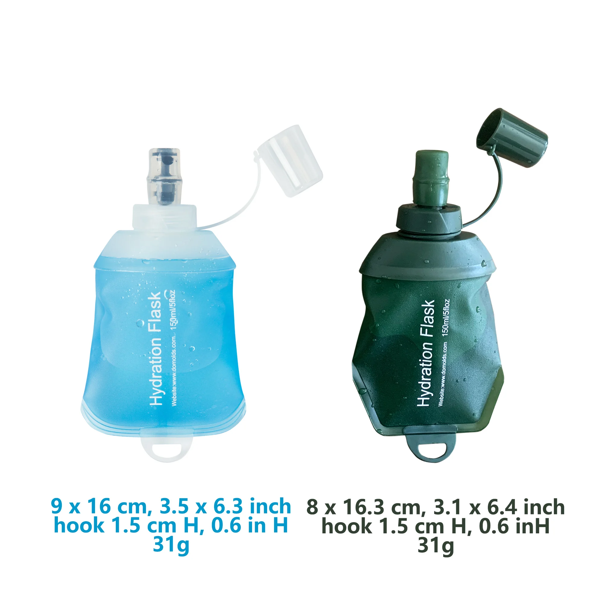 AXEN 150ML Folding Water Bottle White Green Blue Small Collapsible Soft Flask TPU For Cycling Running Camping Travelling