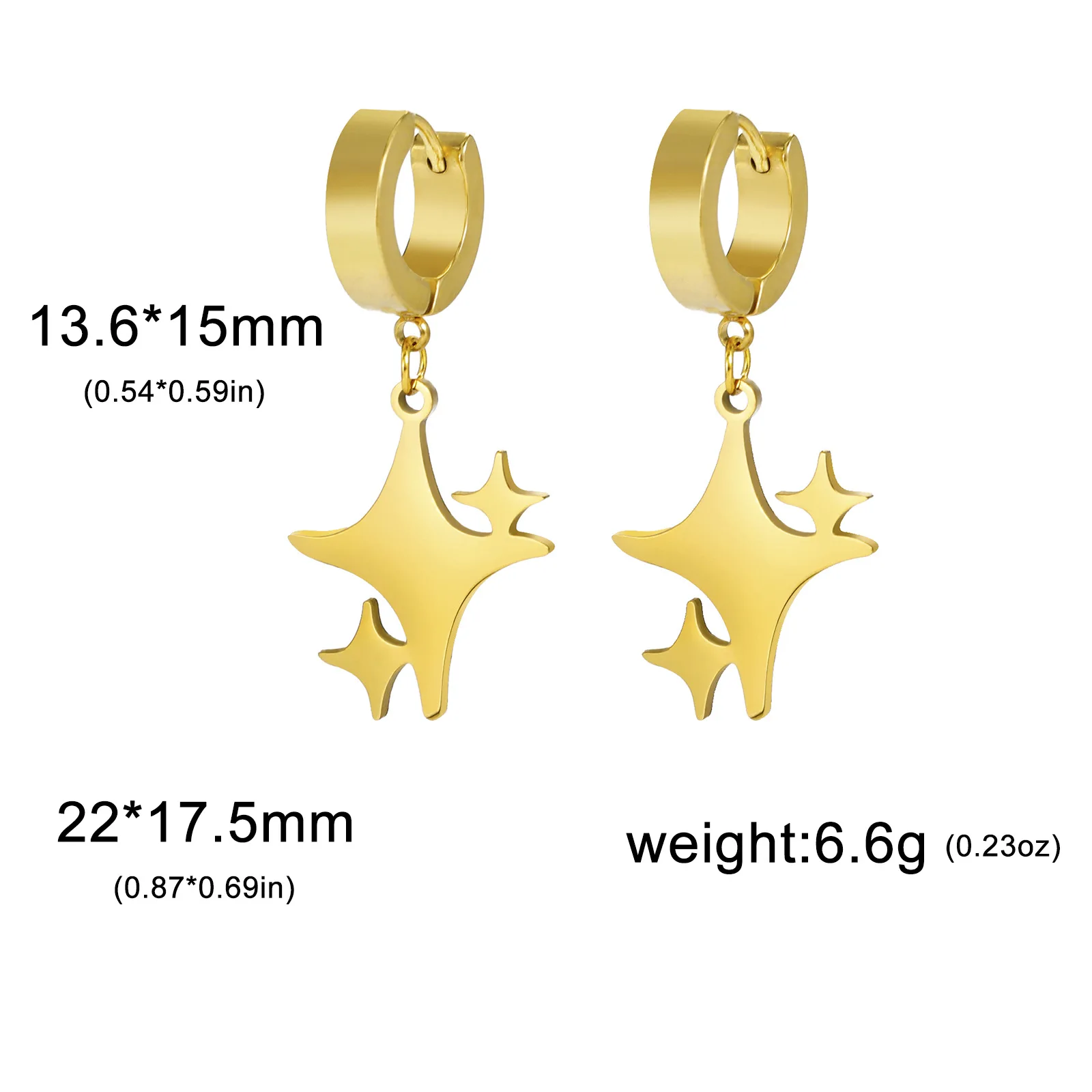 

New style earrings spot wholesale titanium steel four star wide button female simple personality niche high-grade feeling earrin