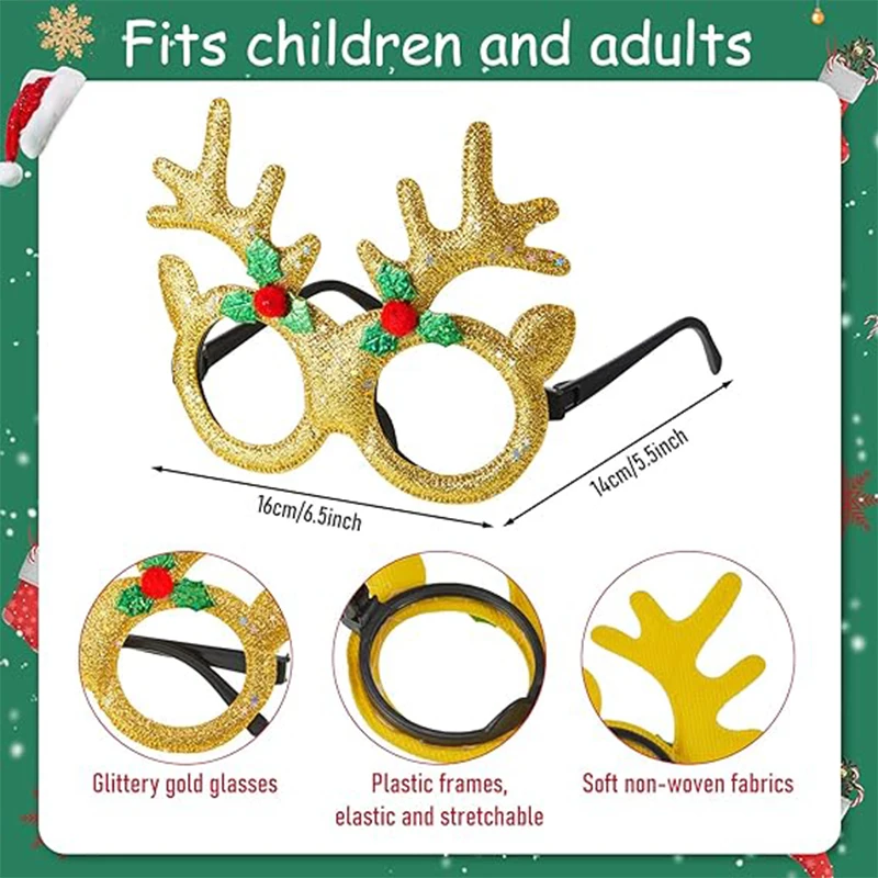 Christmas Glasses Frame Glitter Xmas Party Eyeglasses Christmas Glasses Frame Glitter Xmas Party Eyeglasses