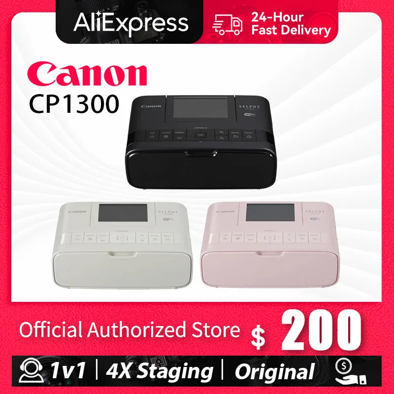 Canon Selphy CP1300 Wireless Compact Photo Printer Black Pink White