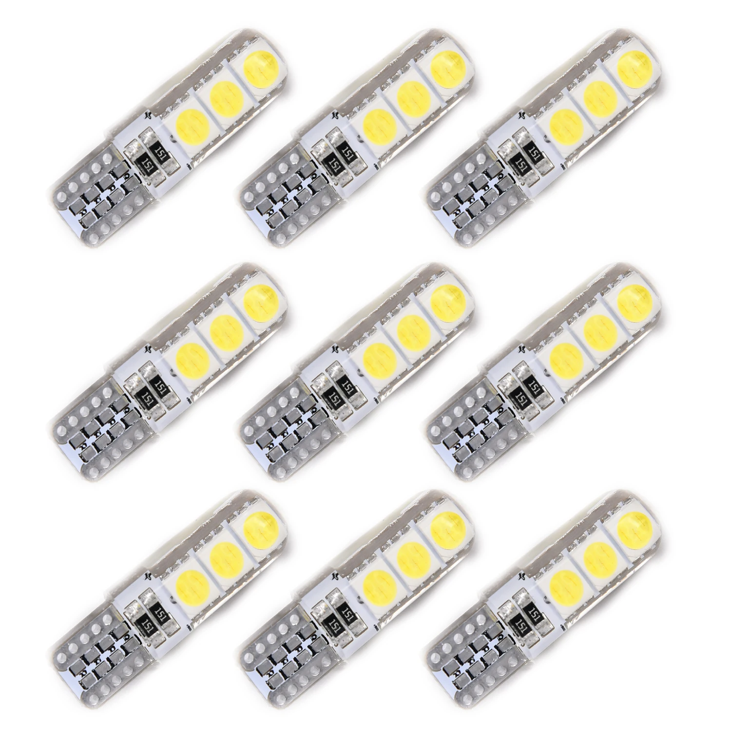 

Silicone Shell Canbus Lamp White 12V DC License Plate T10 194 W5W Car T10-5050-6SMD Super Bright Energy Saving