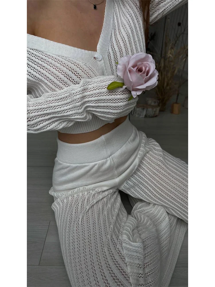 Tossy Women Casual Knitted Sweater Outfits Buttons See