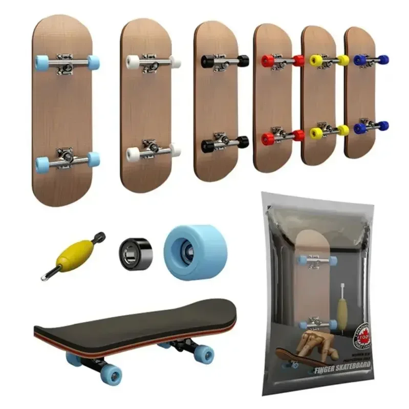 1Set Finger SkateBoard Wooden Fingerboard Toy Professional Stents Fingers Skate Set Novelty Children Christmas Gift finger skateboard toys fingerboard set