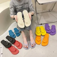 2022 Summer New Solid Color Comfortable Slippers Flip Flop Women Fashion Casual Non-Slip Couple Flip Flops Breathable Beach Shoe 1