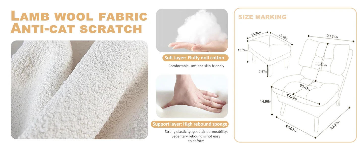 Description Picture 6 of itemRecliner Chair,Folding Lounge Chairs with Ottoman,Comfy Chair for Bedroom/Living Room