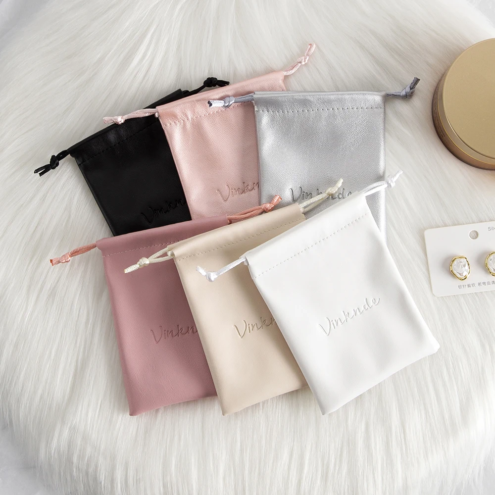 Personalisierte PU-Leder Geschenktasche Schmuckbeutel mit Kordelzug für Ringe, Ohrringe, Halsketten und Armbänder – DIY-Verpackungsorganizer – Detail 7