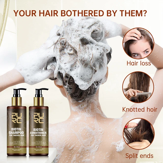PURC Biotina Shampoo per capelli Levigante Riparazione Capelli crespi danneggiati Olio di argan Trattamento del cuoio capelluto Prodotti per la cura dei capelli 6