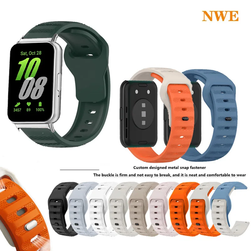 

For Samsung Galaxy Fit 3 Sport Silicone Strap Band With Metal Cconnector