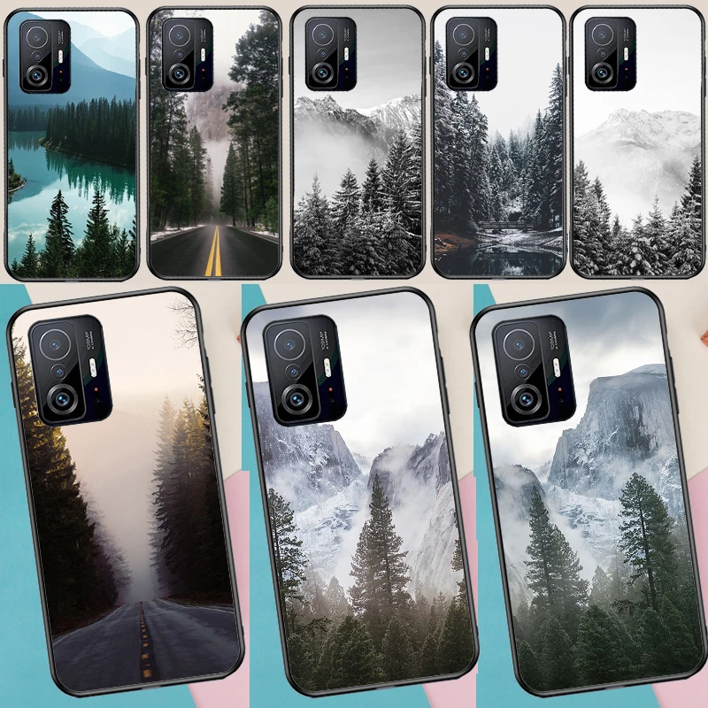 Mountain Pine Tree Forest Peak Mist Case For Poco X3 X4 Pro F4 Gt M3 M4 F3 Cover For Xiaomi 12S Ultra 12 11T Pro Mi 11 Lite