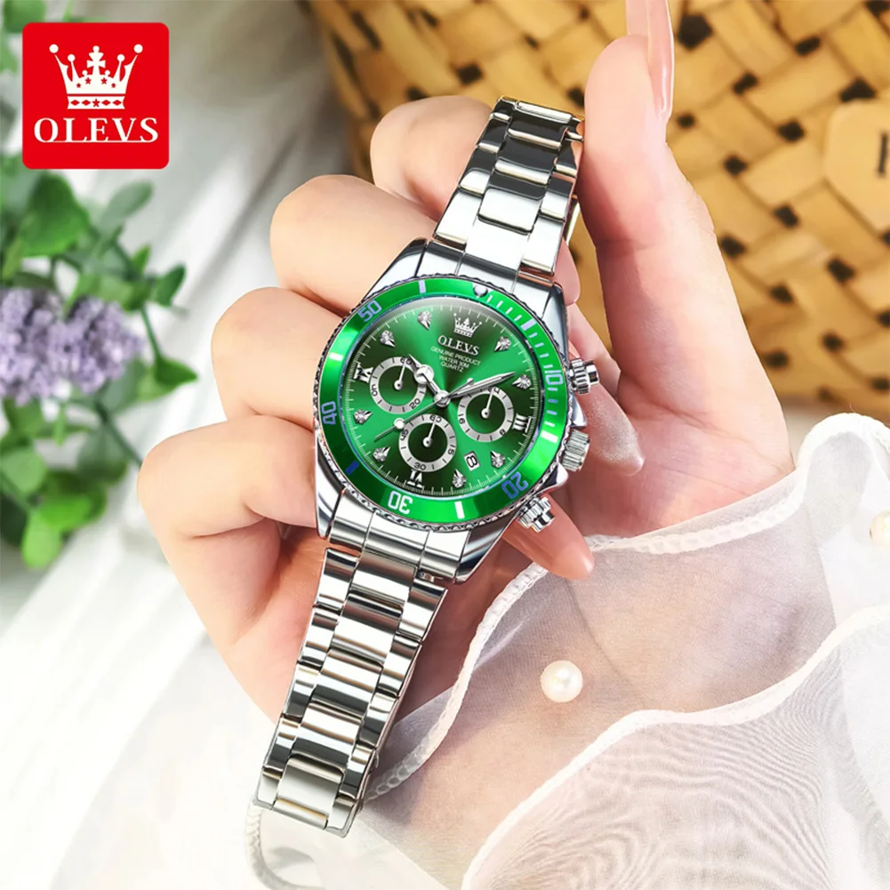 OLEVS 5632 Woman Quartz Watch High Hardness Coated Mirror Chronograph Watch For Women Waterproof Date Original Ladies Wristwatch