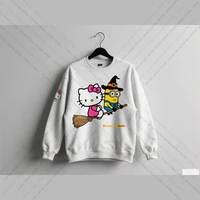 2025 Autumn Minions Hello Kitty Print Women's Sweatshirt Sporty Casual Style With Plus Size Streetwear Trendy Hip-Hop Style