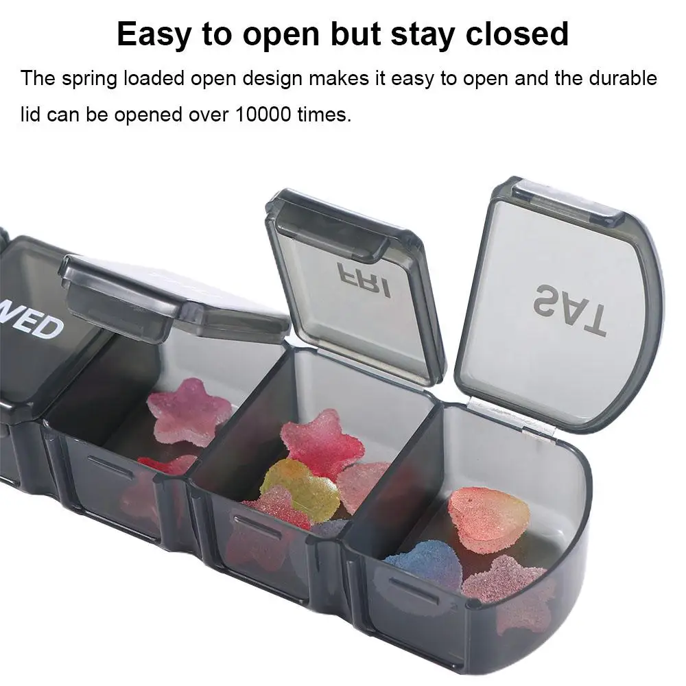 Container Tablet Splitters 7 Compartments Plastic Travel Pill Case Mini Dispensers Medicine Boxes 7 Days Pill Storage Box