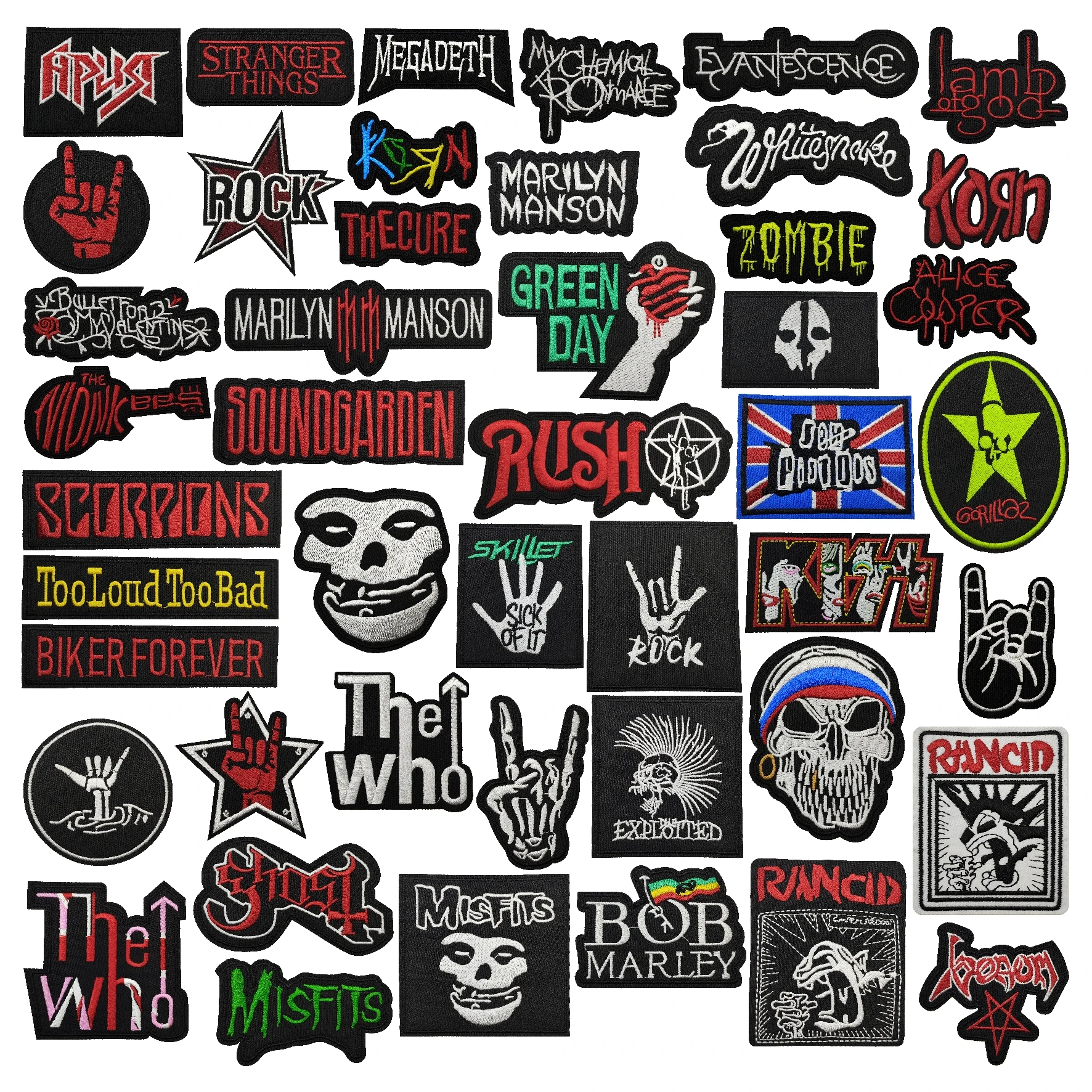 Music Band Hippie Rock Punk Clothes Striped Embroidery Hot Paste Ironing Patch Coat Jacket Jeans Badge Diy Decorative Patch