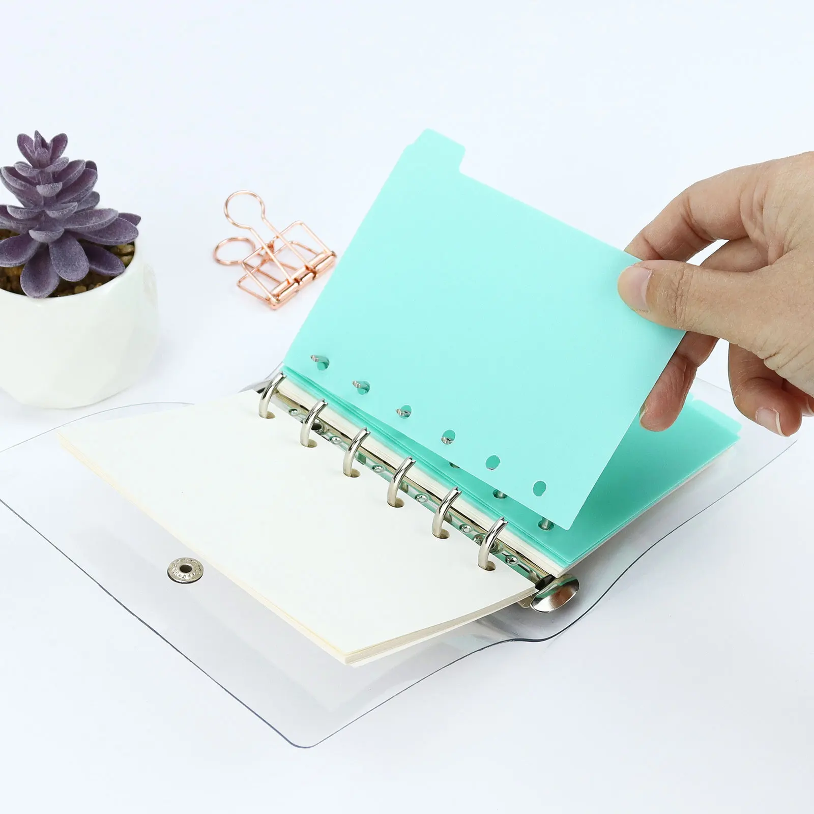 Compact Paper Index Divider with 6 Holes for Binder and Planner Notebooks