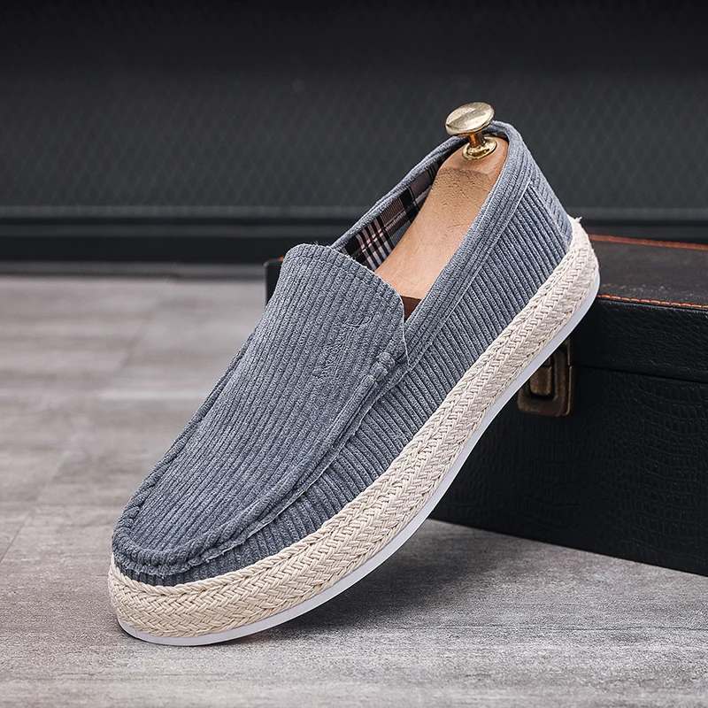 

New Corduroy Men's Casual Shoes Summer Breathable Non-slip Men Loafers Fashion Blue Slip-on Shoes For Man zapatillas informales